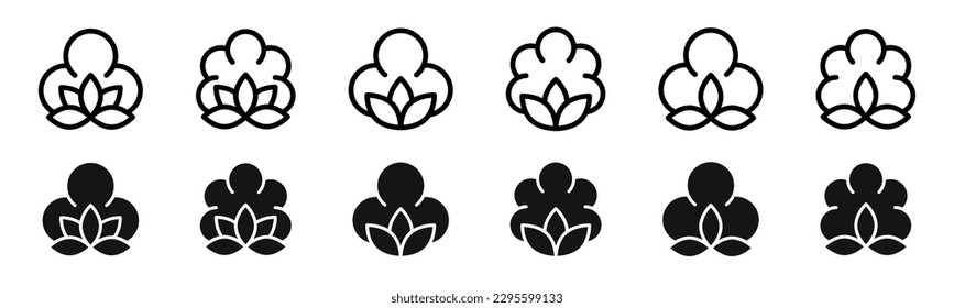 Organic cotton icon set. Cotton plant vector icon. Cotton icon collection