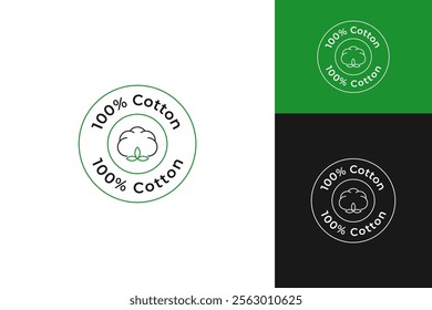 Organic cotton label for packaging vector design template illustration