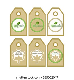 Organic cotton labels 100 percent Natural cotton cloth tag Cotton cloth labels Organic clothing labels Bio cotton tags Ecological clothing Pure cotton label set Textile fabric badges, tags or labels