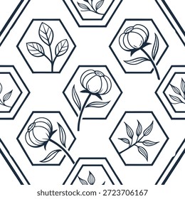 Concepto de azulejos de patrón de algodón orgánico como azulejos sin costuras con patrones hechos de estampados de algodón orgánico que enfatizan las prácticas textiles ecológicas. en Foto Stock Concepto, espacio de copia con alta calidad Detalle --ar 16:9 --tile