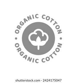 Organic cotton vector label. Circle material icon for fabrics and clothing.