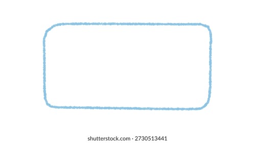 Organischer Rahmen für Umrissrechteck als handgezeichnete Skizze. Hintergrund mit strukturiertem Rahmen und leerem Rahmen für Text oder Grafik. Blaues Element für Karte, Memo oder Kunstvorlage.