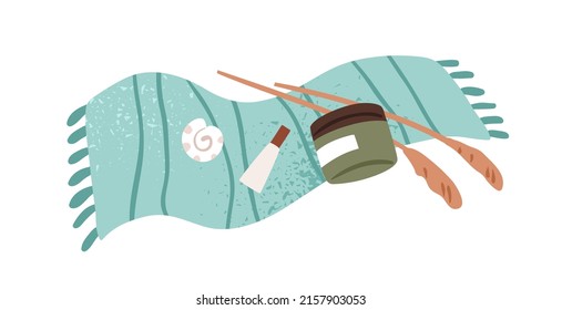 Organic cream in jar and tube. Packs of natural beauty cosmetic products. Vegan body, face skin care essentials. Green eco moisturizing essences. Flat vector illustration isolated on white background