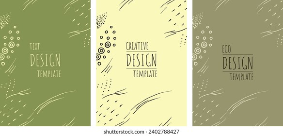 Organic creative template border. Natural floral green minimal background with organic shapes and abstract leaves and lines