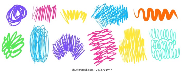 Organic curve shape.Handmade children's drawings. Doodle shapes and marker smears.