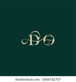 boda curva orgánica DO estilo elegante con línea ondulada monograma inicial logo diseño letra