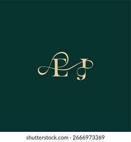 estilo elegante de casamento de curva orgânica EJ com linha ondulada monograma inicial logotipo carta de design