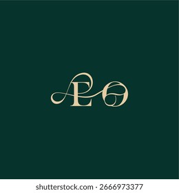 boda curva orgánica EO estilo elegante con línea ondulada monograma inicial logo diseño carta