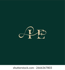 organic curve wedding monogram initial logo design letter elegant style with wavy line IE