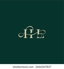 organic curve wedding monogram initial logo design letter elegant style with wavy line HL
