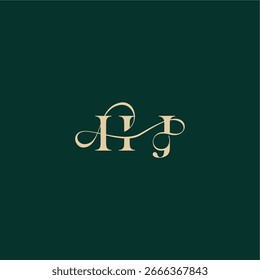 monograma de boda de curva orgánica letra de diseño de logotipo inicial estilo elegante con línea ondulada HJ