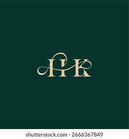 Organische Kurve Hochzeit Monogramm anfängliche Logo Design Brief eleganten Stil mit Wellenlinie HK
