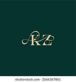 monograma de boda de curva orgánica letra de diseño de logotipo inicial estilo elegante con línea ondulada KZ
