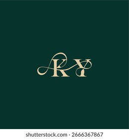 monograma de boda de curva orgánica letra de diseño de logotipo inicial estilo elegante con línea ondulada KY