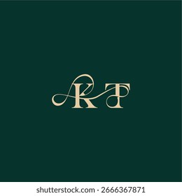 organic curve wedding monogram initial logo design letter elegant style with wavy line KT