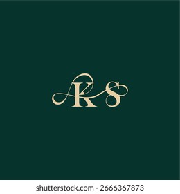 organic curve wedding monogram initial logo design letter elegant style with wavy line KS