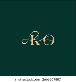 organic curve wedding monogram initial logo design letter elegant style with wavy line KO
