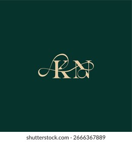 organic curve wedding monogram initial logo design letter elegant style with wavy line KN