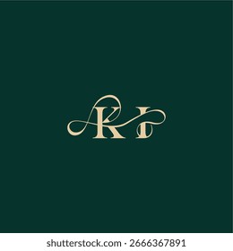 monograma de boda de curva orgánica letra de diseño de logotipo inicial estilo elegante con línea ondulada KI