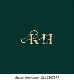 organic curve wedding monogram initial logo design letter elegant style with wavy line KH