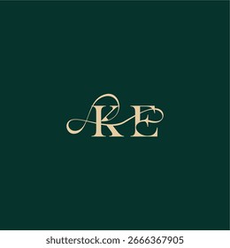 organic curve wedding monogram initial logo design letter elegant style with wavy line KE