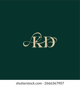 organic curve wedding monogram initial logo design letter elegant style with wavy line KD