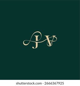 organic curve wedding monogram initial logo design letter elegant style with wavy line JV