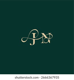 organic curve wedding monogram initial logo design letter elegant style with wavy line JN