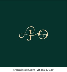 monograma de boda de curva orgánica letra de diseño de logotipo inicial estilo elegante con línea ondulada JO