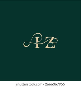 organic curve wedding monogram initial logo design letter elegant style with wavy line IZ