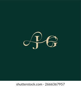 organic curve wedding monogram initial logo design letter elegant style with wavy line JG