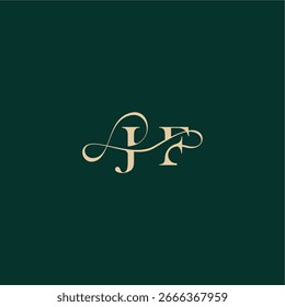 organic curve wedding monogram initial logo design letter elegant style with wavy line JF