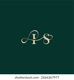 organic curve wedding monogram initial logo design letter elegant style with wavy line IS