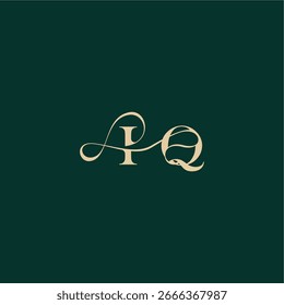 organic curve wedding monogram initial logo design letter elegant style with wavy line IQ
