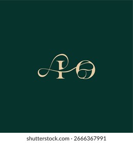 monograma de boda de curva orgánica letra de diseño de logotipo inicial estilo elegante con línea ondulada IO