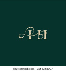monograma de casamento de curva orgânica logotipo inicial carta de design estilo elegante com linha ondulada IH