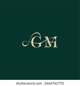 organic curve wedding monogram initial logo design letter elegant style with wavy line GM
