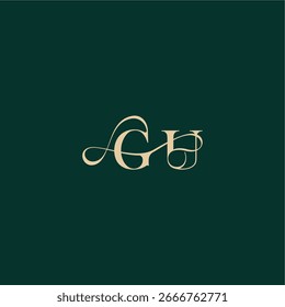 Organische Kurve Hochzeit Monogramm anfängliche Logo Design Brief eleganten Stil mit Wellenlinie GU