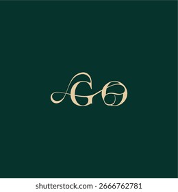 organic curve wedding monogram initial logo design letter elegant style with wavy line GO