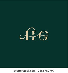 monograma de boda de curva orgánica letra de diseño de logotipo inicial estilo elegante con línea ondulada HG
