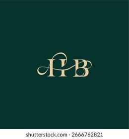 organic curve wedding monogram initial logo design letter elegant style with wavy line HB