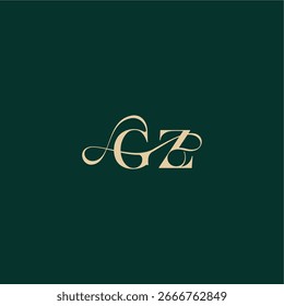 organic curve wedding monogram initial logo design letter elegant style with wavy line GZ