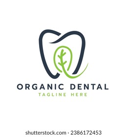 organic dental creative minimal logo tooth and leaf concept design