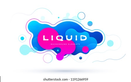 Organic design of liquid color abstract geometric shapes. Blue and pink fluid gradient elements for minimal banner, logo, social post. Futuristic trendy dynamic elements background. Eps10 vector.