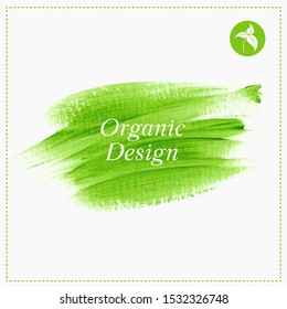 Organic Design Logo over Green Acrylic Abstract Paint Background - Vector.