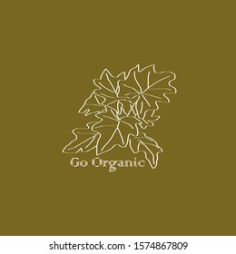 Organic design. Plant vector with text go organic stylized on green color background.
