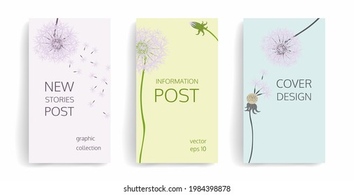 Organic design template. Vector layout for social media post, story, banner, mobile, web, ad. Design with copy space for text, abstract shapes, flowers. Stylish natural colors, blue, light green, gray