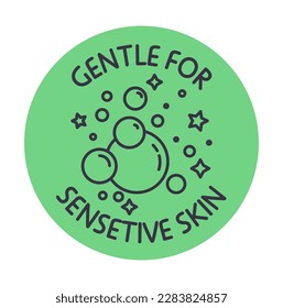 Organic detergent with natural ingredients and content. Gentle for sensitive skin, isolated sticker with bubbly liquid. Promo banner or label, emblem or logotype for package. Vector in flat style