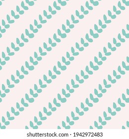 Organic diagonal pattern with flower petals or leaves. Simple geometric seamless vector pattern in two colors - blue and white. Great for home decor, fabric, wallpaper, gift-wrap, stationery, etc. 