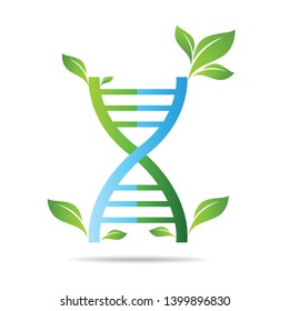 Organic DNA symbol  ecology tree leaves. Green thinking technology innovations, conservation concept